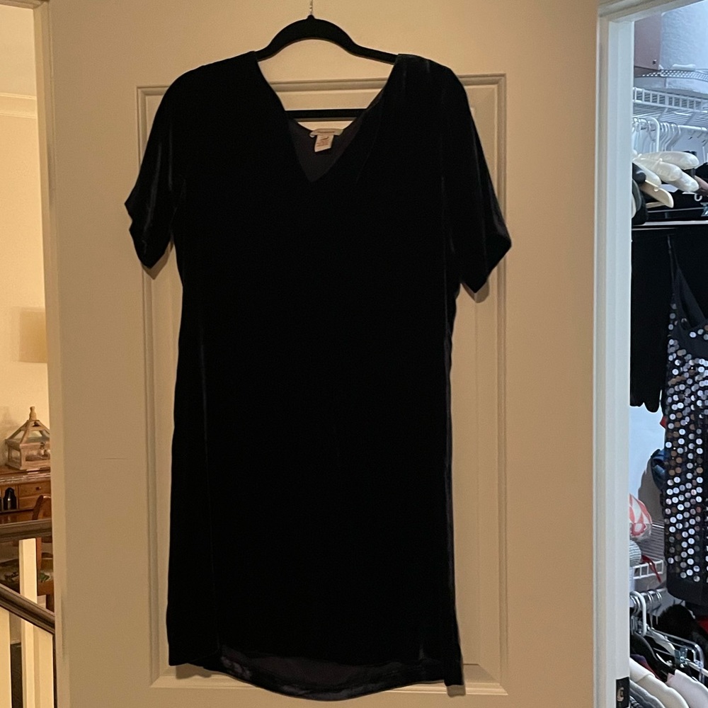 Sundance velvet navy dress with v-neck